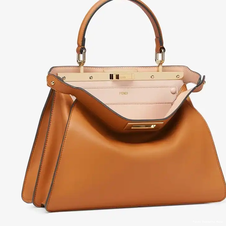 Affordable Laether Brown Fendi ISeeU In Medium Bag Nappa Peekaboo 0510